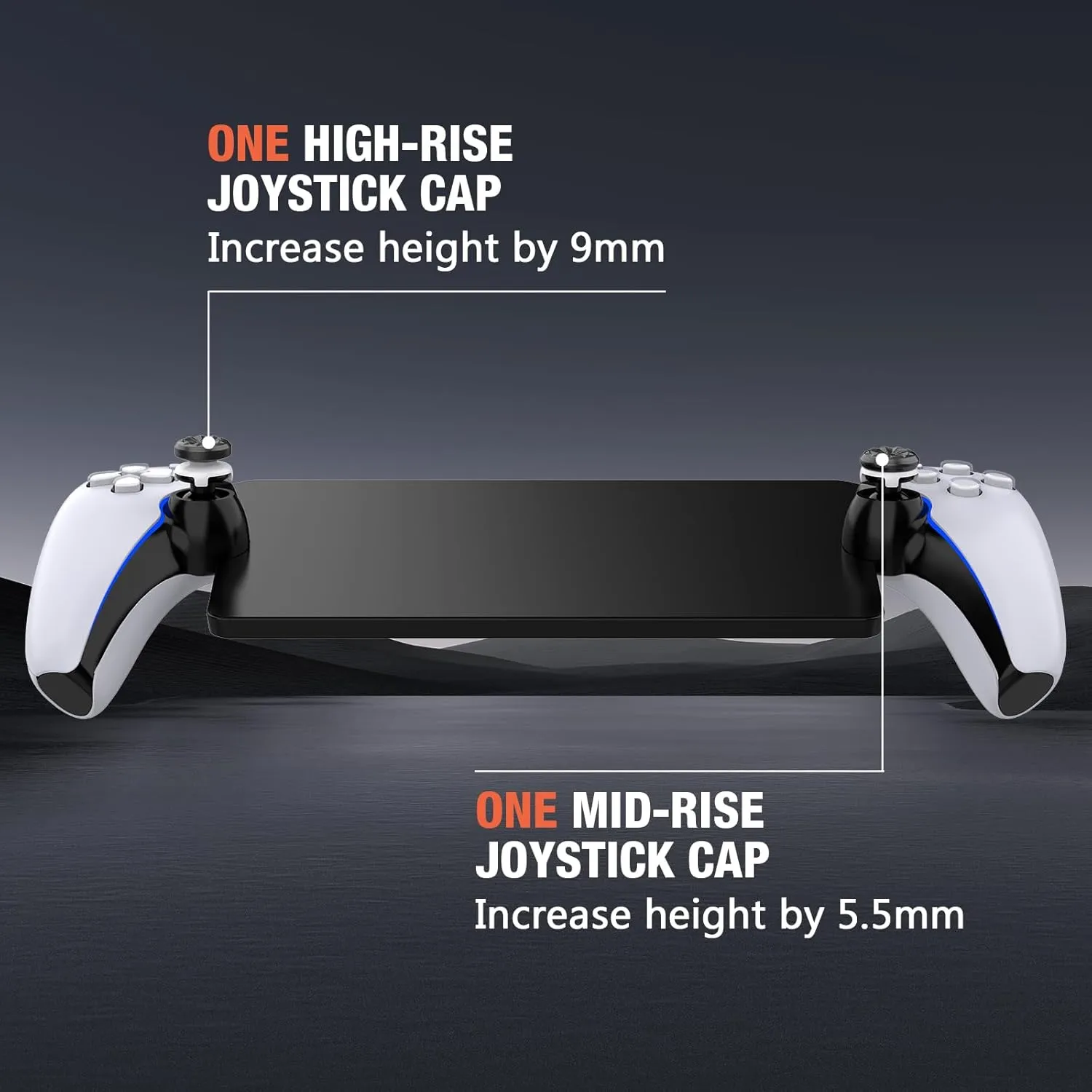 Joystick Caps Accessories for PlayStation Portal Remote Player, Thumbs Grips Caps 2 High-Rise Concave Anti-Slip Wear-Resistant Thumb Stick Caps for PS5 Portal (Black)