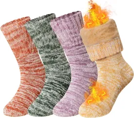 Kids Heated Hiking Socks Winter Children Thick Soft Warm Thermal Snowboarding Boy Girls Insulated Socks 4 Pairs