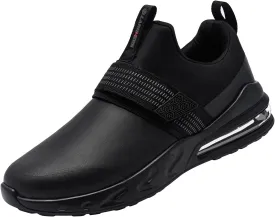 LARNMERN Non Slip Work Shoes for Men Kitchen Chef Slip Resistant Shoe Waterproof Food Service Restaurant Slip on Sneakers Walking and Casual Air Cushion Working Footwear Black