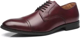 Mens Leather Updated Classic Cap Toe Oxfords Lace Dress Shoes
