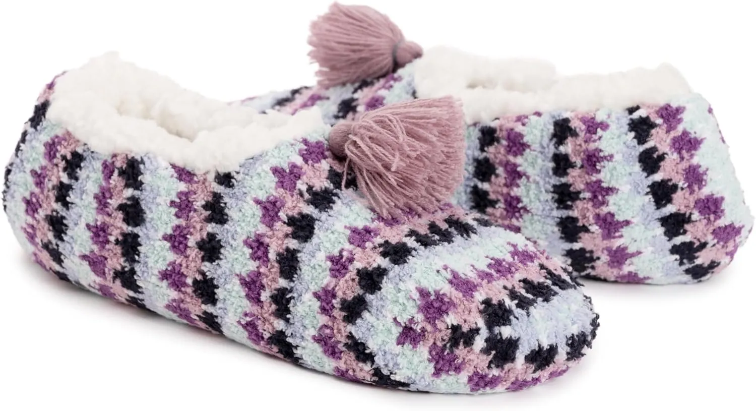 MUK LUKS Women's Cozy Ballerina Slipper with Sherpa Lining