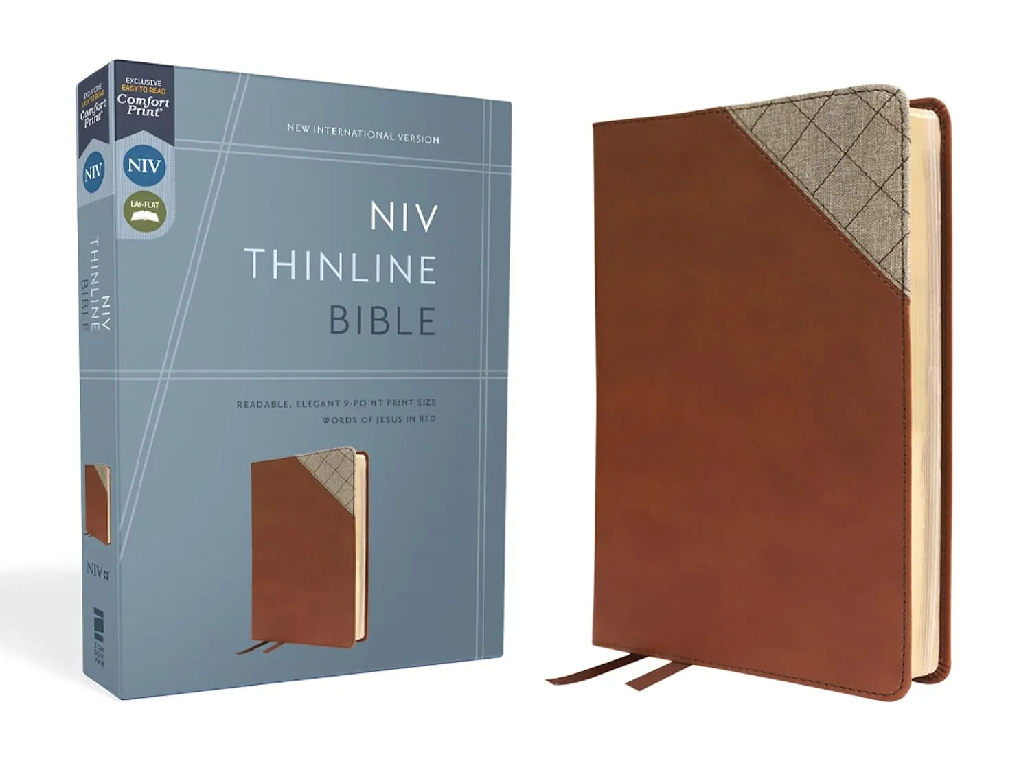 NIV, Thinline Bible, Leathersoft, Brown, Red Letter, Comfort Print Imitation Leather  November 1, 2022