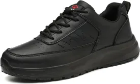 Non Slip Work Shoes, Water Oil Resistant Sneakers, Lightweight Kitchen Chef Restaurant Food Service Nursing Leather Footwear