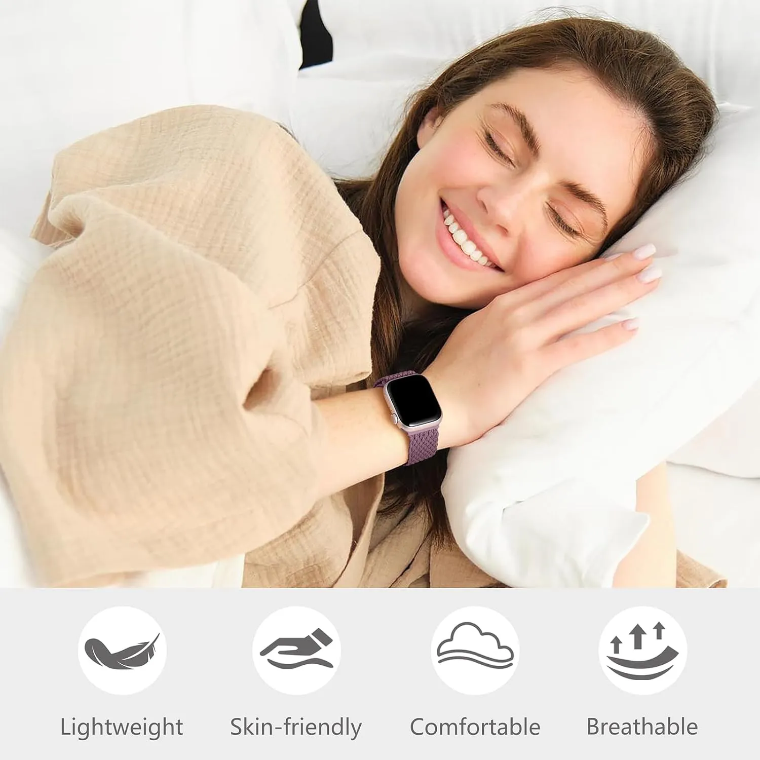 Odbeai Braided Band Compatible with Apple Watch Band 38mm 40mm 41mm 42mm 44mm 45mm 46mm 49mm Women Men, Adjustable Soft Strap Compatible with iWatch Series 10 9 8 7 6 5 4 3 2 1 SE Ultra/Ultra 2