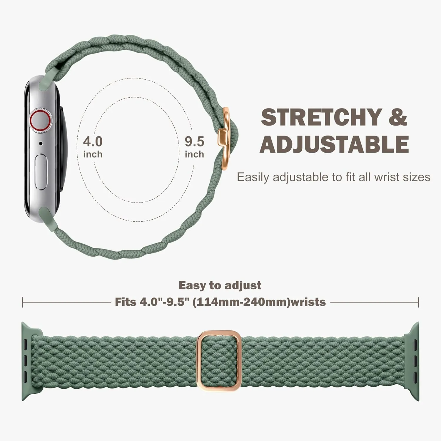 Odbeai Braided Band Compatible with Apple Watch Band 38mm 40mm 41mm 42mm 44mm 45mm 46mm 49mm Women Men, Adjustable Soft Strap Compatible with iWatch Series 10 9 8 7 6 5 4 3 2 1 SE Ultra/Ultra 2