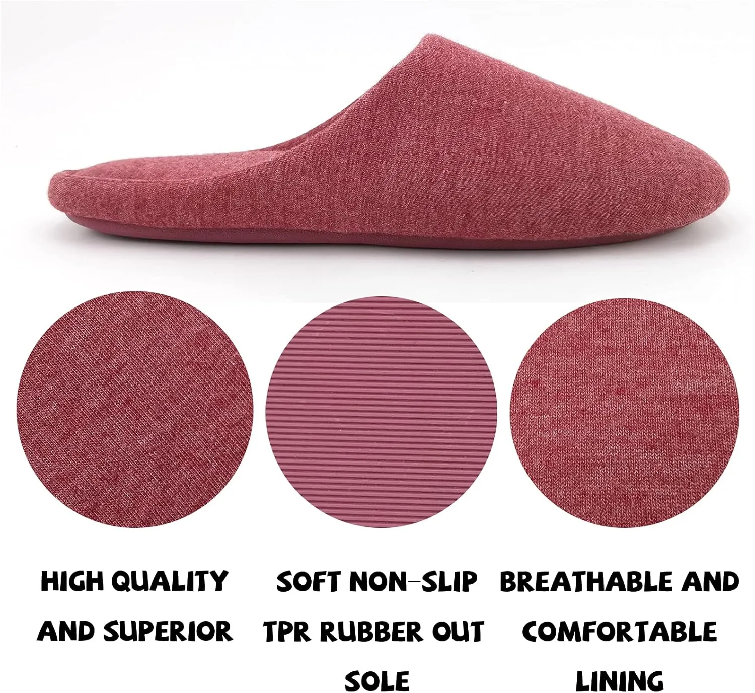 ofoot Women's Memory Foam Cotton House Slippers for Summer - Comfortable,Washable Indoor Bedroom Shoes with Non-Slip Rubber Outsoles