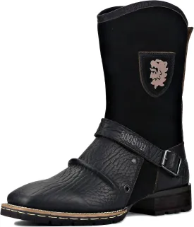 OSSTONE Cowboy Boots for Men Designer Fashion Zipper-up Leather Moto Chukka western Boots Casual Shoes OS-5008-H10-A-US