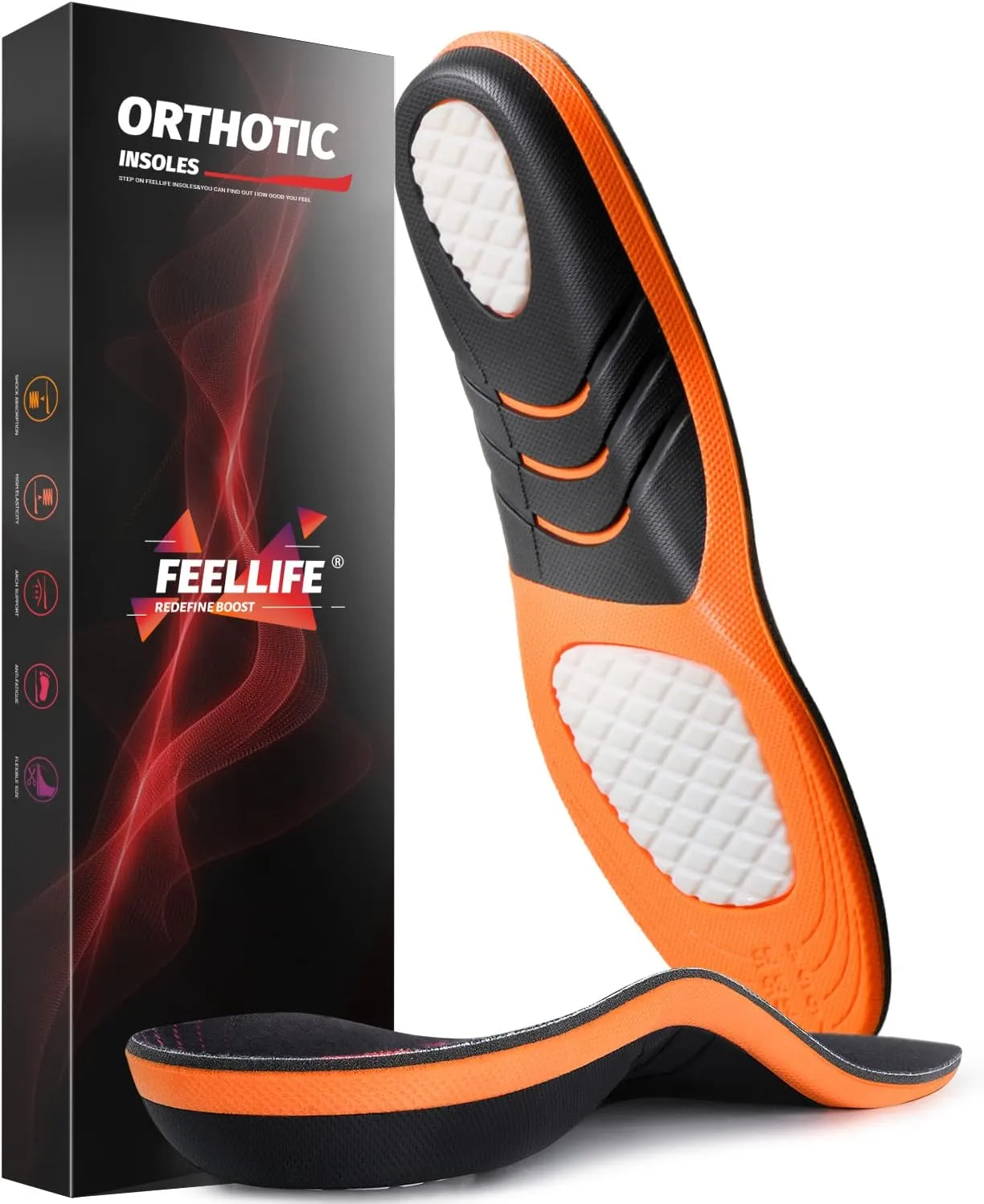 Plantar Fasciitis Relief Shoe Insoles [1-Pair], Arch Support Insoles, Running Athletic Gel Shoe Inserts, Orthotic Inserts for Arch Pain [Trim to Fit: Women 4-8]