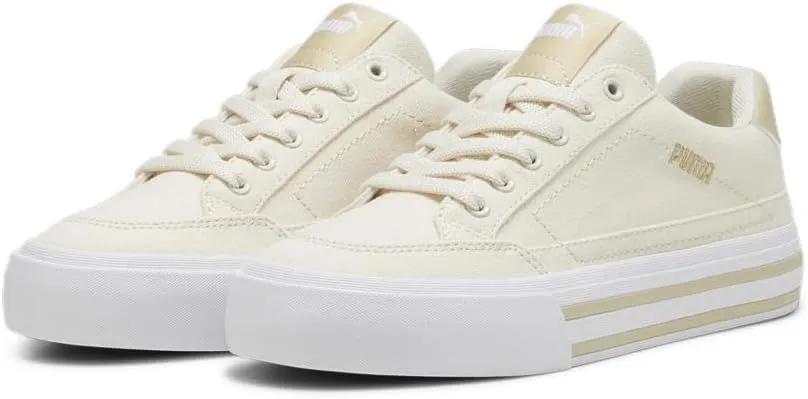 PUMA Women's Court Classic Vulc Shoes, Alpine Snow-Toasted Almond-White, 5.5