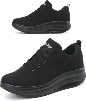 RUIDENG Platform Sneakers for Women Walking All Day | Slip Resistant Work Shoes for Women Comfortable | 2 Inch Thick Wedge Rocker Bottom