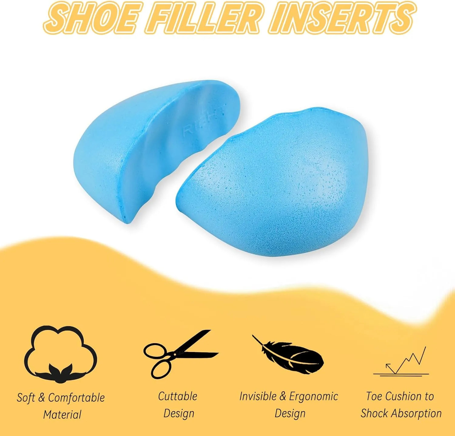 Shoe Filler for Too Big Shoes, Inserts to Make Shoes Smaller, Toe Filler Cushion Inserts for Loose Shoes, for Men and Women (S: Half Size Bigger)