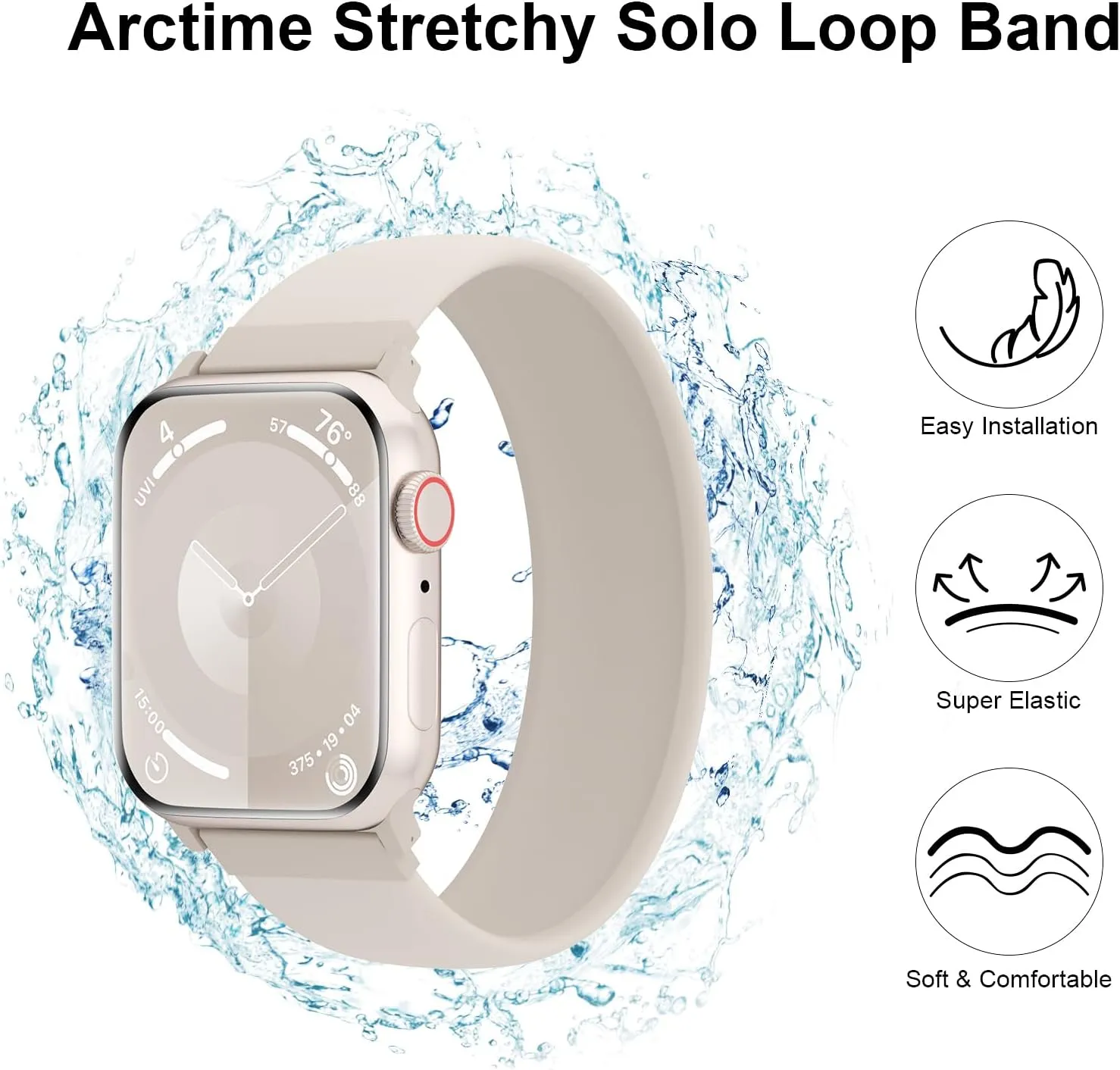 Silicone Solo Loop Bands Compatible with Watch Band 38mm 40mm 41mm 42mm 44mm 45mm 46mm 49mm, Sport Stretchy Strap Soft Replacement Wristband for iWatch Ultra/2 Series 10 9 8 SE 7 6 5 4 3 2 1