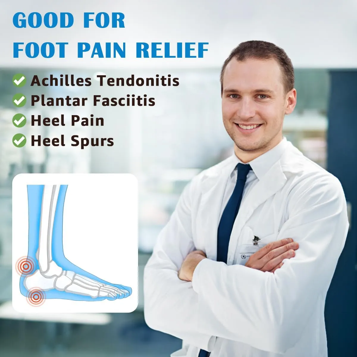 Skyfoot Orthopedic Heel Lift Inserts, Shock Absorption and Cushioning Height Increase Insoles for Achilles Tendonitis Relief, Heel Spurs, Heel Pain and Plantar Fasciitis (L,0.4" Height Harder Version)