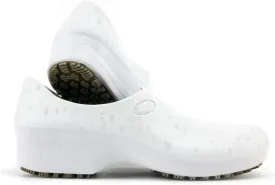 Sticky Printed Colorful Nursing Shoes - Professional Shoes for Women - Nurses Vets CNA LPN RN - Waterproof Non Slip - Comfortable Cleanable Clogs - White