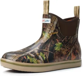 SUREWAY Men's Ankle Fishing Deck Boots for Men-Waterproof,Professional Non-Slip Soles for Wet Slippery Surface,Neoprene Rubber Rain Boot/Shoes for Hunting Boating Gardening