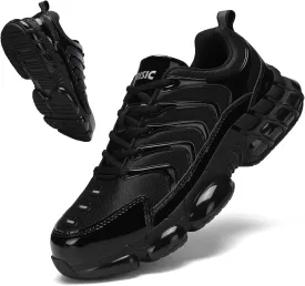 Unisex Steel Toe Shoes, Composite Toe, Anti-Smashing, Anti-Puncture, Lightweight, Breathable, Air Cushion, Non Slip, Work Shoes, Black, US Women's Size