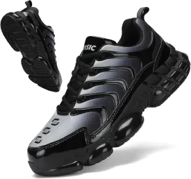 Unisex Steel Toe Shoes, Composite Toe, Anti-Smashing, Anti-Puncture, Lightweight, Breathable, Air Cushion, Non Slip, Work Shoes, Black, US Women's Size