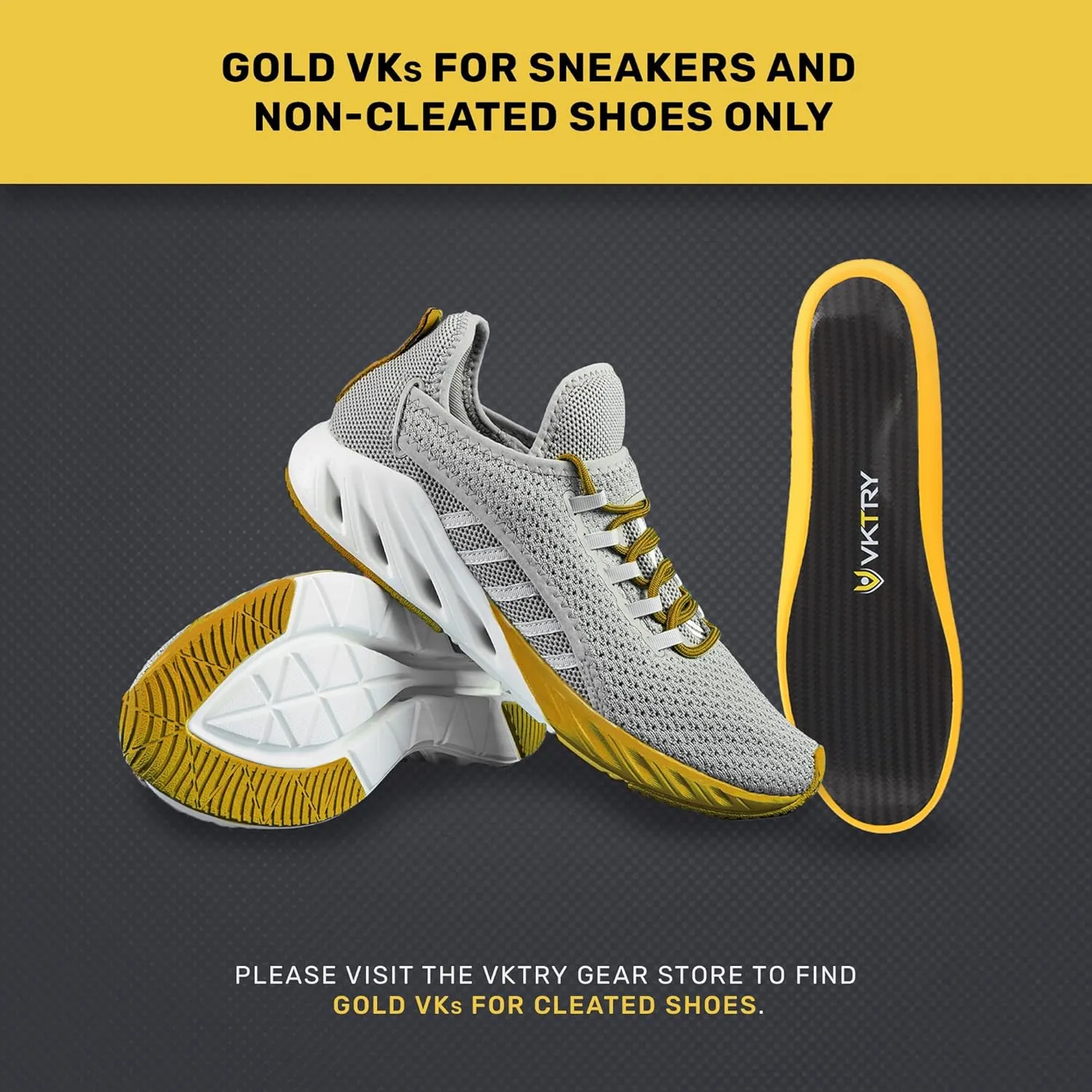 VKTRY Gold Carbon Fiber Performance Insoles Customized Inserts, Non-Cleated ShoesBasketball, Volleyball, Racquet Sports, Running & MoreRun Faster, Jump Higher, Recover Quicker, Protect from Injury
