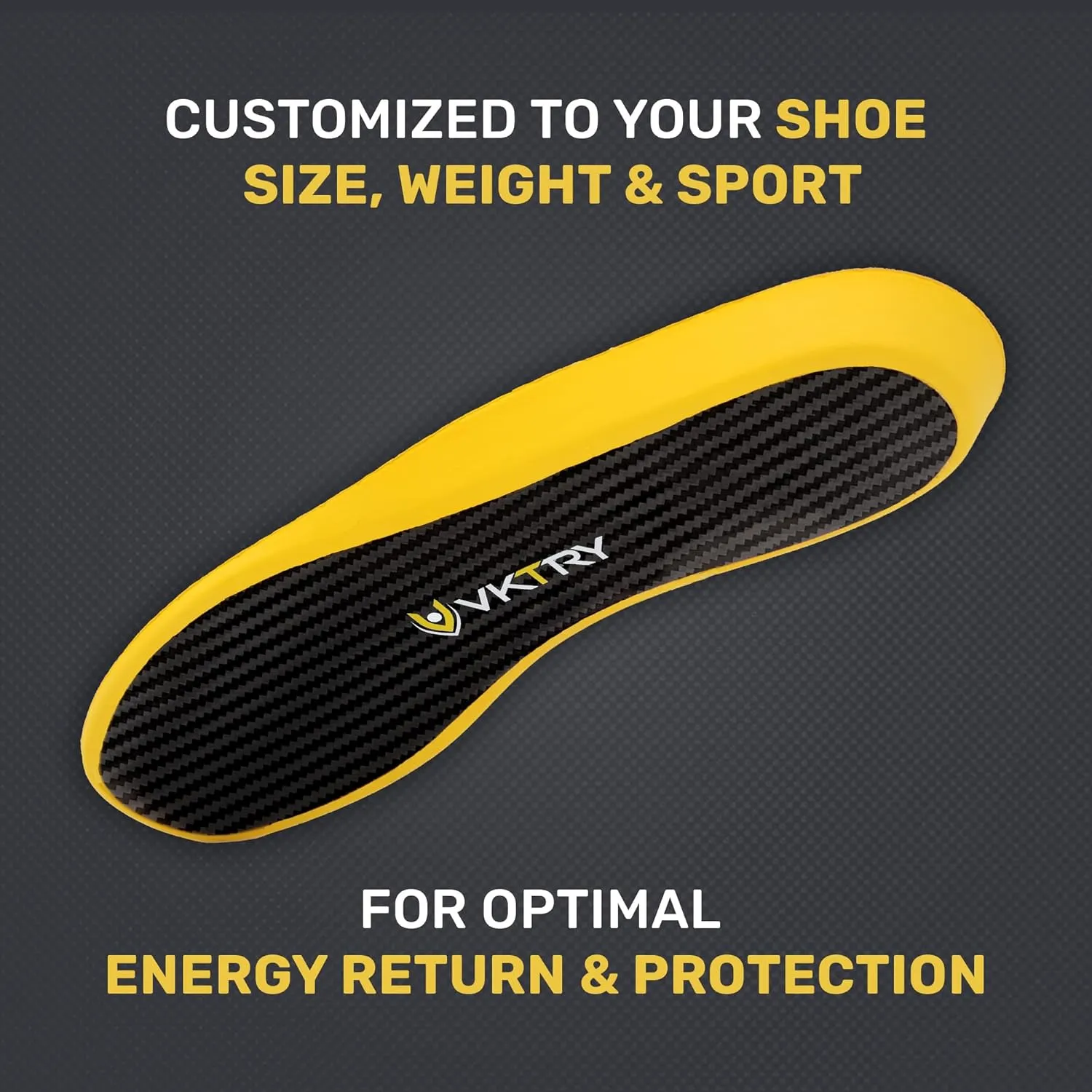 VKTRY Gold Carbon Fiber Performance Insoles Customized Inserts, Non-Cleated ShoesBasketball, Volleyball, Racquet Sports, Running & MoreRun Faster, Jump Higher, Recover Quicker, Protect from Injury