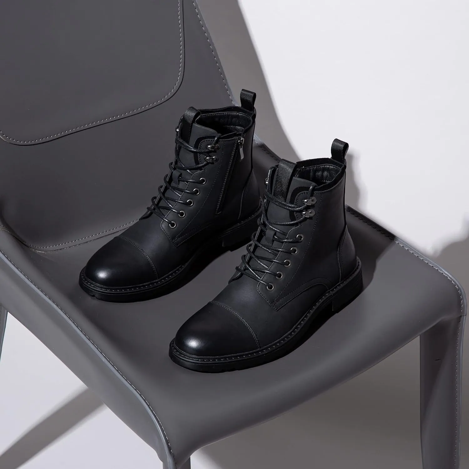 Vostey Mens Boots Motorcycle Casual Boots For Men Zipper Fashion Chukka Boot Mens
