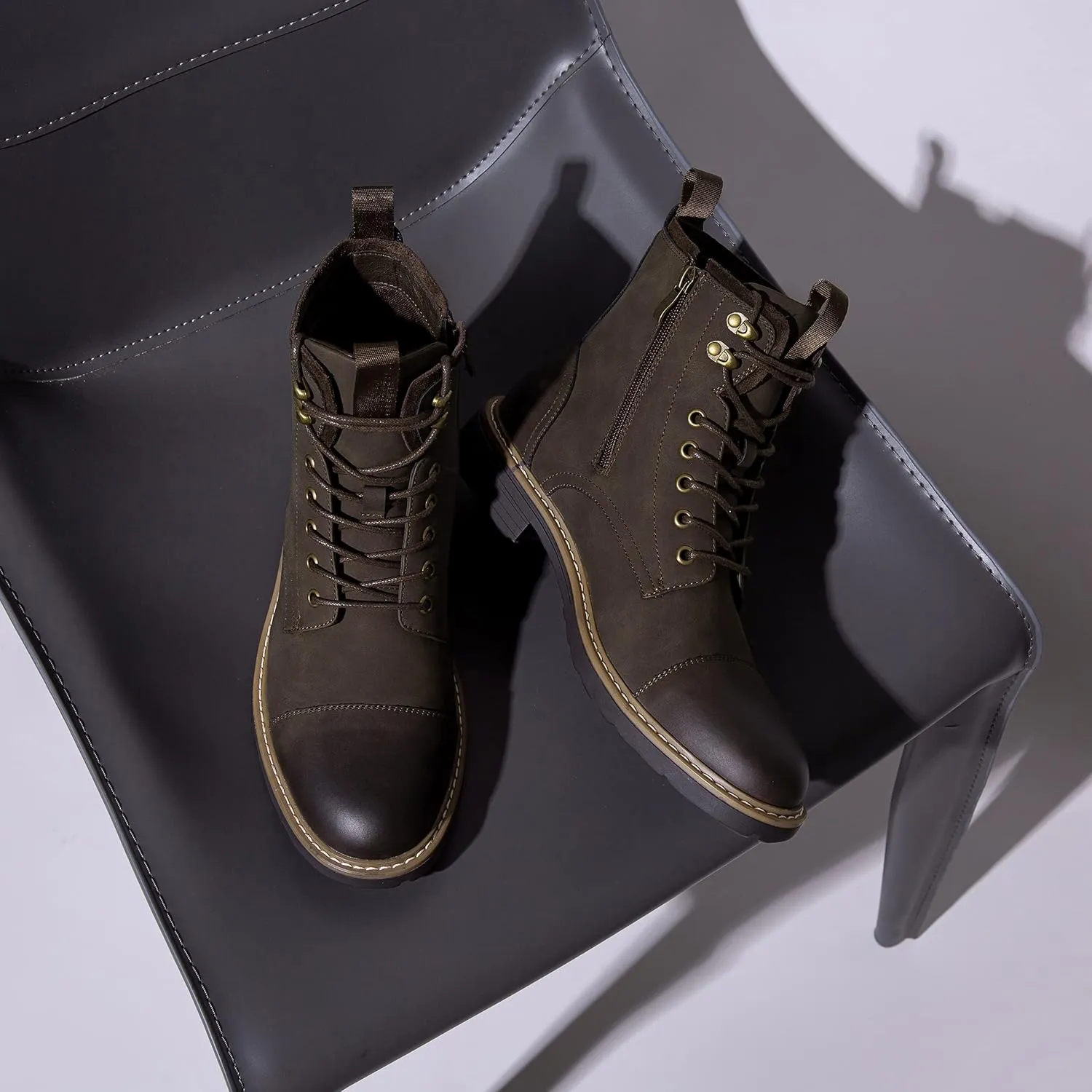 Vostey Mens Boots Motorcycle Casual Boots For Men Zipper Fashion Chukka Boot Mens