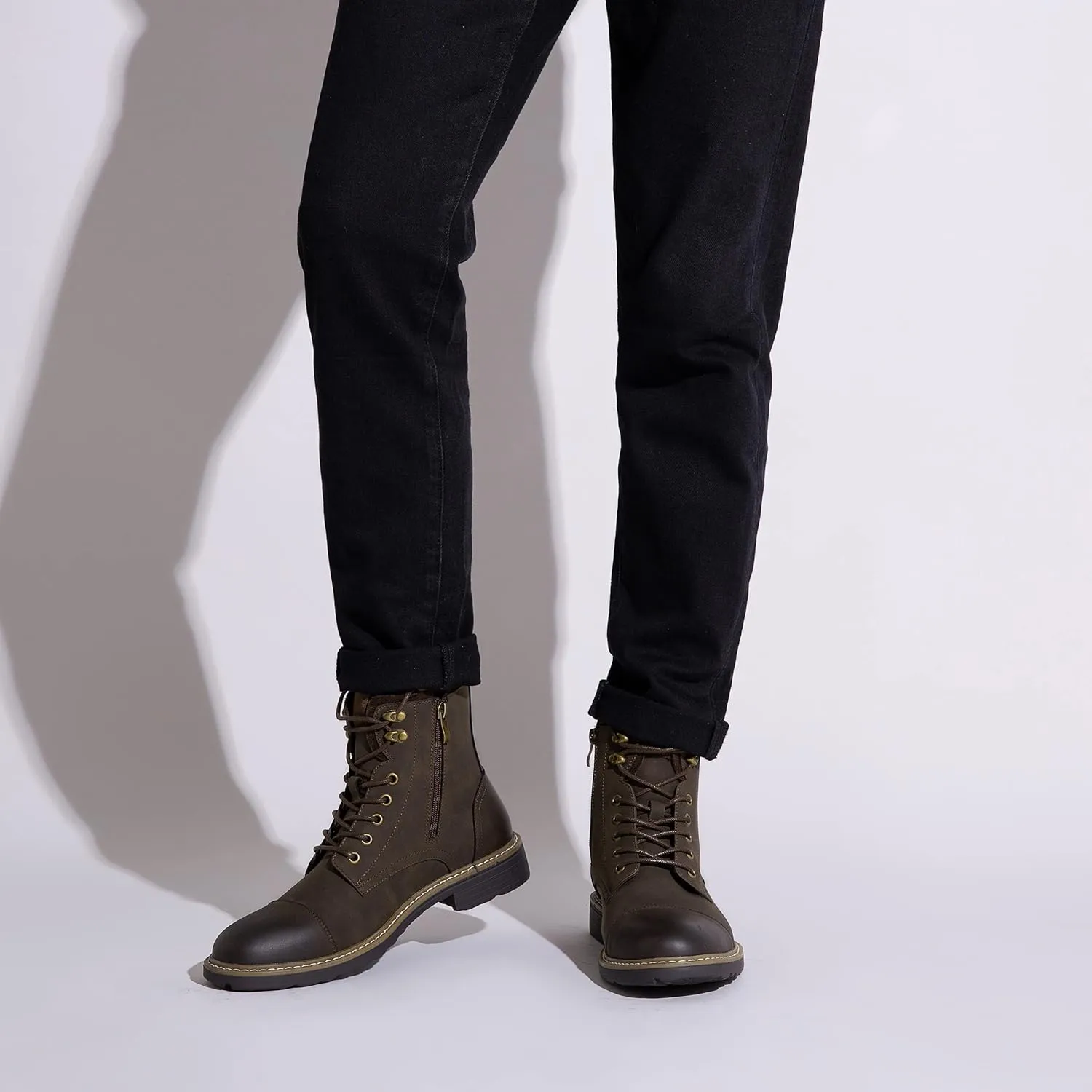 Vostey Mens Boots Motorcycle Casual Boots For Men Zipper Fashion Chukka Boot Mens