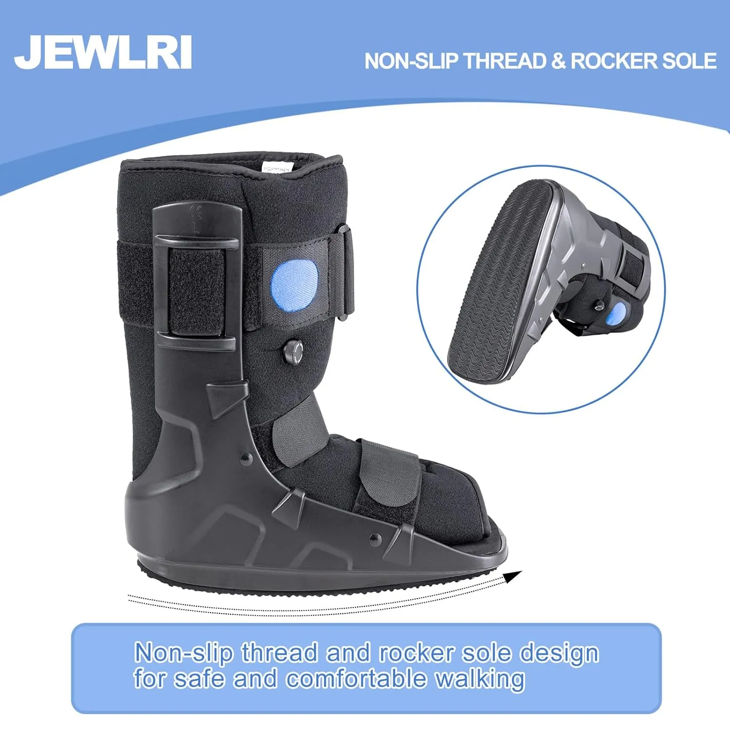 Walking Boot, Short Air Walker Fracture Boot Support for Broken Foot Sprained Ankle Fracture Recovery fits Left or Right Foot Black Medium
