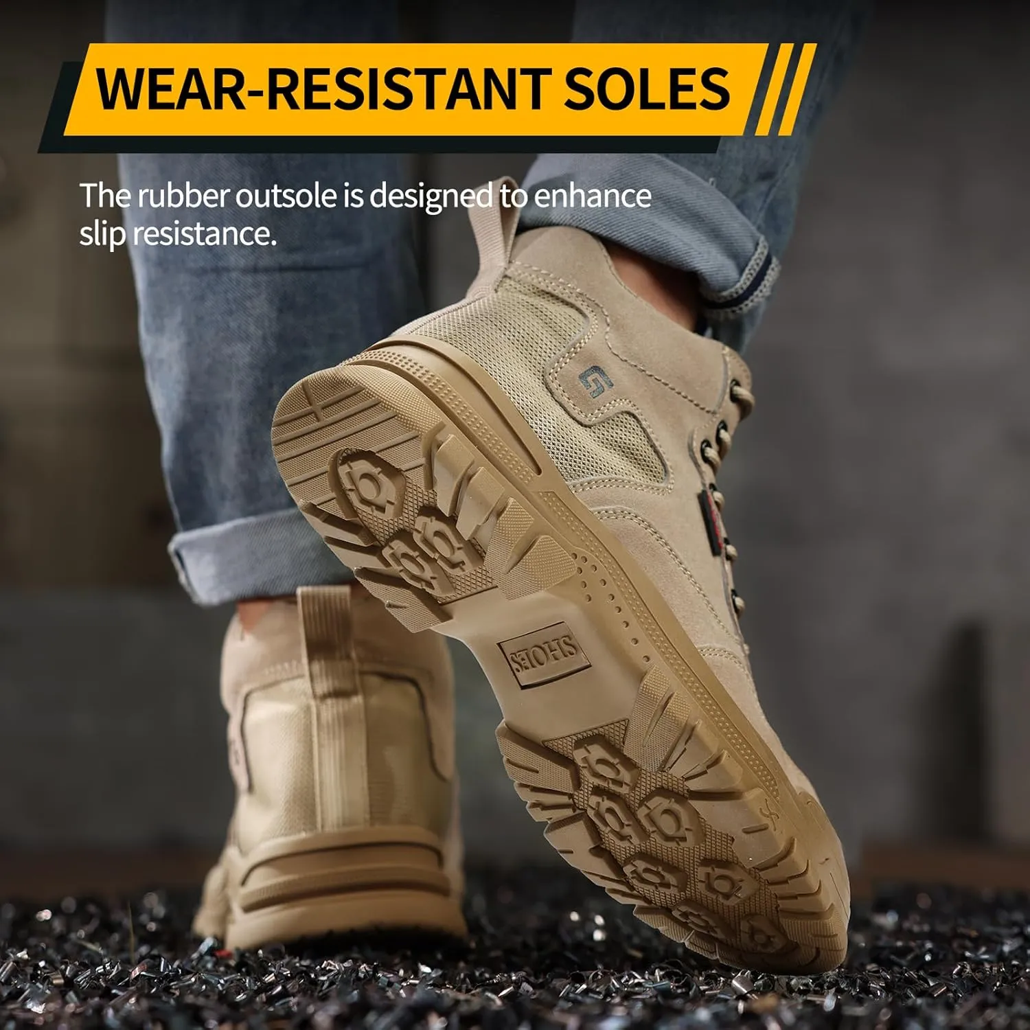 Work Boots for Men,Lightweight Indestructible Steel Toe Work Shoes,Non Slip Industry Construction Safety Steel Toe Boots.