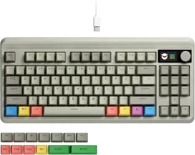XVX Wired 75% Retro Gaming Keyboard with 2 HUB Ports, M87 Pro Mechanical Keyboard with Customizable Switches, Compact Gamer RGB - Grey
