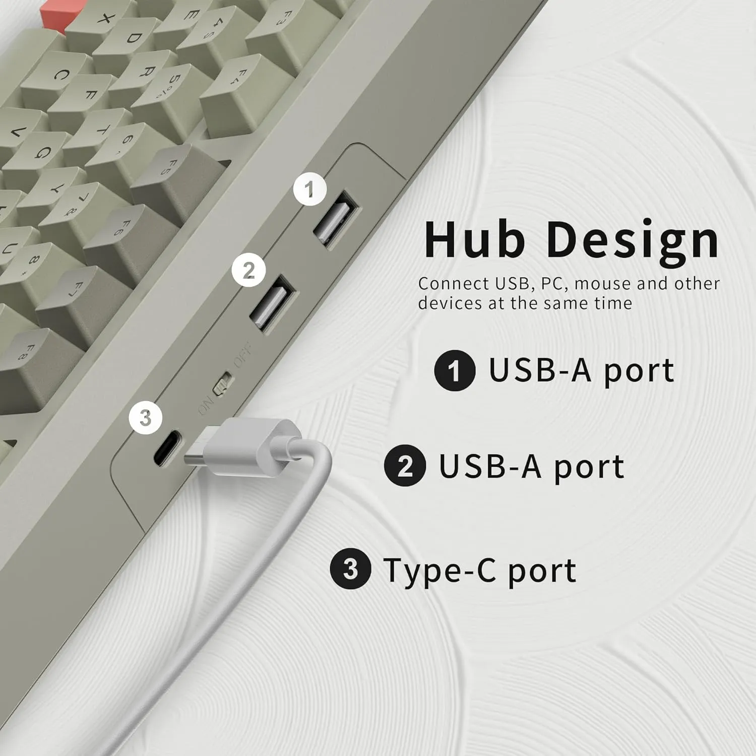 XVX Wired 75% Retro Gaming Keyboard with 2 HUB Ports, M87 Pro Mechanical Keyboard with Customizable Switches, Compact Gamer RGB - Grey
